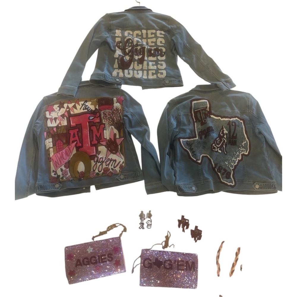 Texas Aggies Denim Jacket with Blue and Pink Accents